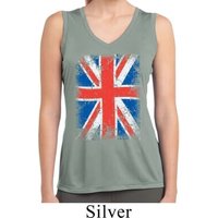 Ladies Shirt Union Jack Sleeveless Moisture Wicking Tee T-Shirt