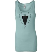 Ladies Tanktop Basic Black Tuxedo Longer Length Tank Top