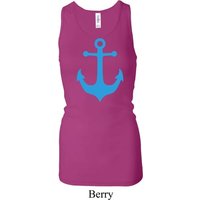 Ladies Tanktop Blue Anchor Longer Length Racerback Tank