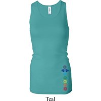 Ladies Tanktop Colored Chakras Bottom Print Longer Length Racerback