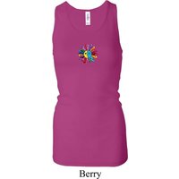Ladies Tanktop Hippie Sun Patch Middle Longer Length Racerback Tank