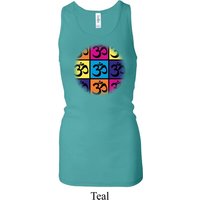 Ladies Tanktop Hippie Sun Patch Pocket Longer Length Racerback Tank