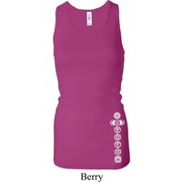 Ladies Tanktop White 7 Chakras Bottom Print Longer Length Racerback Tank