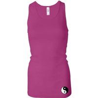 Ladies Tanktop Yin Yang Bottom Print Longer Length Racerback Tank
