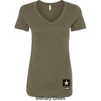 Ladies US Army Bottom Print V-neck