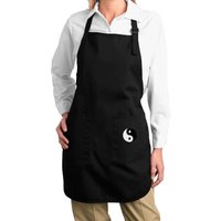 Ladies Yin Yang Patch Bottom Print Full Length Apron with Pockets