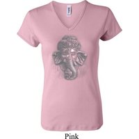 Ladies Yoga Shirt 3D Ganesha Lights V-neck Tee T-Shirt