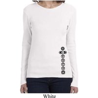 Ladies Yoga Shirt Black 7 Chakras Bottom Print Long Sleeve Tee T-Shirt