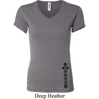 Ladies Yoga Shirt Black 7 Chakras Bottom Print V-neck Tee T-Shirt