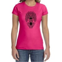 Ladies Yoga Shirt Black Bodhi Tree Crewneck Tee T-Shirt