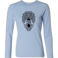 Ladies Yoga Shirt Black Bodhi Tree Long Sleeve Tee T-Shirt