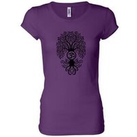 Ladies Yoga Shirt Black Bodhi Tree Longer Length Tee T-Shirt