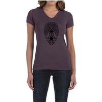 Ladies Yoga Shirt Black Bodhi Tree V-neck Tee T-Shirt