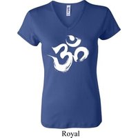 Ladies Yoga Shirt Brushstroke Aum V-neck Tee T-Shirt