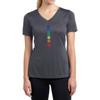 Ladies Yoga Shirt Floral Chakras Moisture Wicking V-neck Tee T-Shirt