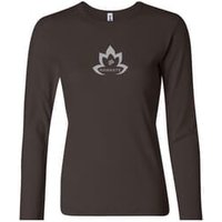 Ladies Yoga Shirt Grey Namaste Lotus Long Sleeve Tee T-Shirt