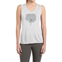 Ladies Yoga Shirt Grey Tree Pose Sleeveless Moisture Wicking Tee