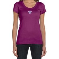 Ladies Yoga Shirt Layered Flower Patch Scoop Neck Tee T-Shirt