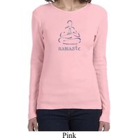 Ladies Yoga Shirt Namaste Lotus Pose Long Sleeve Tee T-Shirt