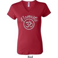 Ladies Yoga Shirt Namaste Om V-neck Tee T-Shirt