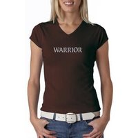 Ladies Yoga Shirt Warrior Text V-neck Tee T-Shirt