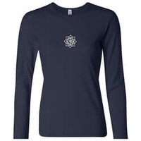Ladies Yoga Shirt White Lotus OM Small Print Long Sleeve Tee T-Shirt