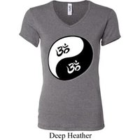 Ladies Yoga Shirt Yin Yang AUM V-neck Tee T-Shirt