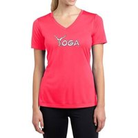 Ladies Yoga Shirt Yoga Spelling Moisture Wicking V-neck Tee T-Shirt