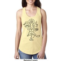 Ladies Yoga Tank Top Black Sketch Ganesha Ideal Racerback
