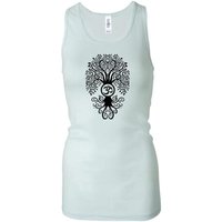 Ladies Yoga Tanktop Black Bodhi Tree Longer Length Racerback Tank