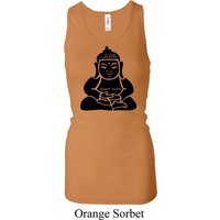 Ladies Yoga Tanktop Shadow Buddha Longer Length Racerback Tank Top