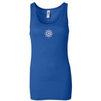 Ladies Yoga Tanktop White Lotus OM Small Print Longer Length Tank Top