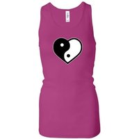 Ladies Yoga Tanktop Yin Yang Heart Longer Length Racerback Tank Top