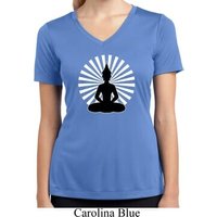 Ladies Yoga Tee Meditating Buddha Moisture Wicking V-neck