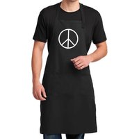 Mens Apron Basic Peace White Full Length Apron with Pockets