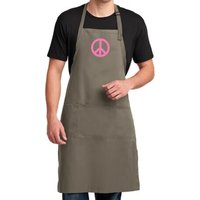 Mens Apron Pink Peace Full Length Apron with Pockets