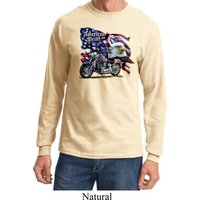 Mens Biker Shirt American Pride Motorcycle Long Sleeve Tee T-Shirt