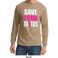 Mens Breast Cancer Shirt Save Your Tatas Long Sleeve Tee T-Shirt