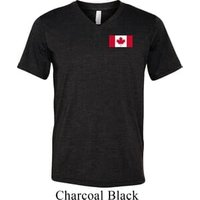 Mens Canada Tee Canadian Flag Pocket Print Tri Blend V-neck