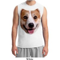 Mens Corgi Shirt Big Corgi Face White Muscle Tee T-Shirt