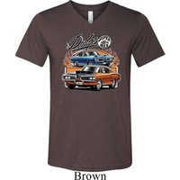 Mens Dodge Blue and Orange Super Bee Tri Blend V-neck