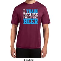 Mens Fitness Shirt I Train For Beer Moisture Wicking Tee