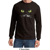 Mens Halloween Shirt Black Cat Long Sleeve Tee T-Shirt