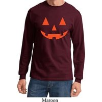 Mens Halloween Shirt Orange Jack O Lantern Long Sleeve Tee T-Shirt