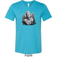 Mens Marilyn Monroe Shirt Butterfly Tri Blend V-neck Tee T-Shirt