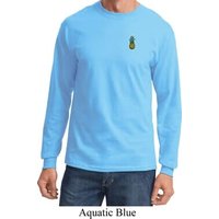 Mens Pineapple Patch Pocket Print Long Sleeve Shirt