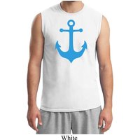 Mens Sailing Shirt Blue Anchor Muscle Tee T-Shirt