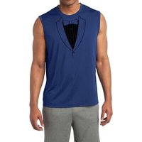 Mens Shirt Basic Black Tuxedo Sleeveless Moisture Wicking Tee T-Shirt
