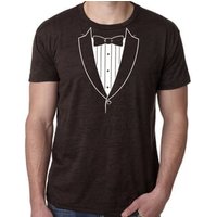 Mens Shirt Basic White Tuxedo Burnout Tee T-Shirt