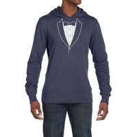 Mens Shirt Basic White Tuxedo Lightweight Hoodie Tee T-Shirt